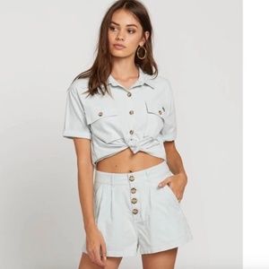 NWT Volcom Re-Cording Corduroy Shorts In Baby Blue - Size 31